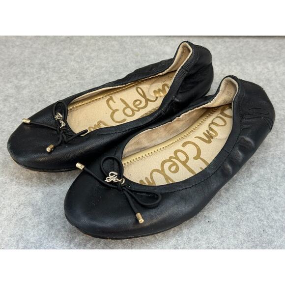 Sam Edelman Flats Ballet Felicia 2 Black Nappa Leather - Girls' Size 2M - Picture 1 of 8